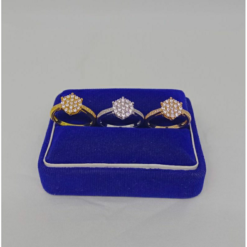 cincin cor bulat di*r mp+mata samping/perak asli silver 925 lapis emas/perhiasan fashion wanita terbaru