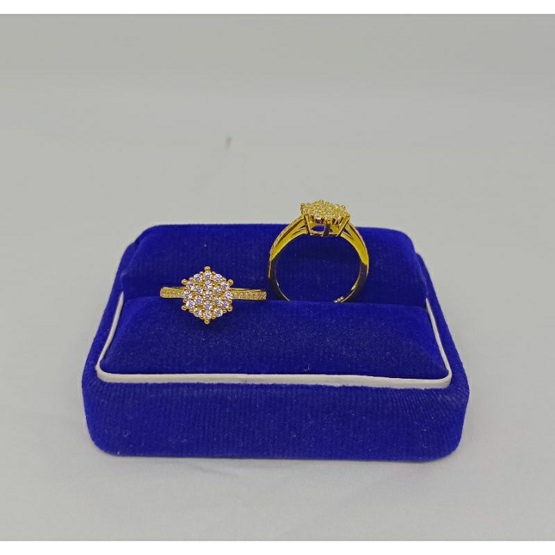 cincin cor bulat di*r mp+mata samping/perak asli silver 925 lapis emas/perhiasan fashion wanita terbaru
