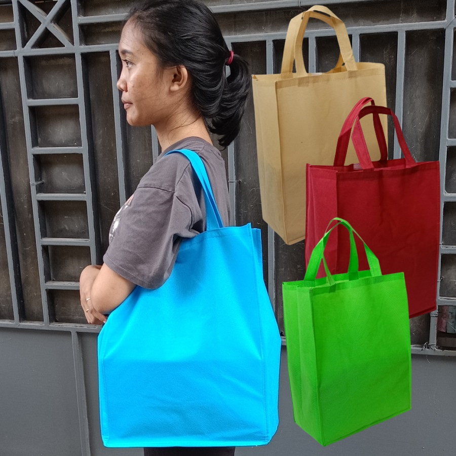 Shopping Bag 12 Pcs Tas Belanja 30x15x38Cm Spunbond