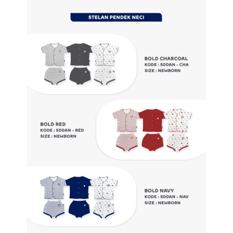 Grosir New Arrival Size Newborn Fluffy 3 Setel Baju Pendek Dan Celana Pendek Bayi Seri Bold 0-3