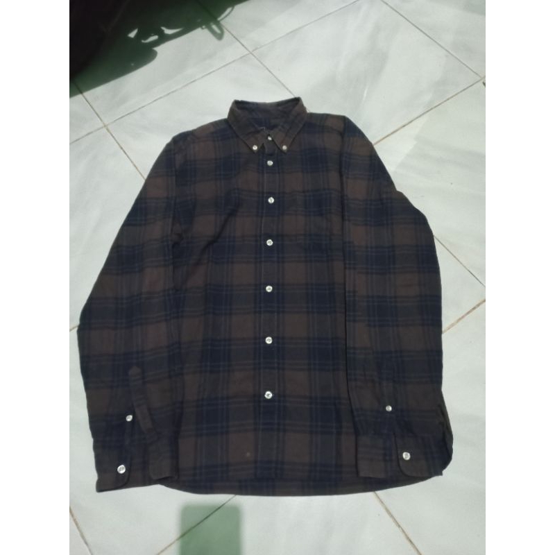 Flanel GAP Coklat Navy Second