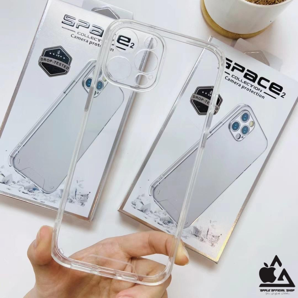 Premium SPACE CLEAR CASE MILITARY iPhone 14 PLUS 14 PRO MAX 13 PRO MAX Mini Softcase Bening Silikon MEWAH KEREN Camera Protection Pelindung Cover Kamera Silicone Hardcase Jelly