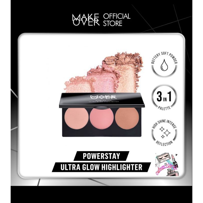 ☃️Cutezz_Ching1☃️MAKE OVER Powerstay Ultra Glow Highlighter 3 x 3.5 g - Highlighter Palette