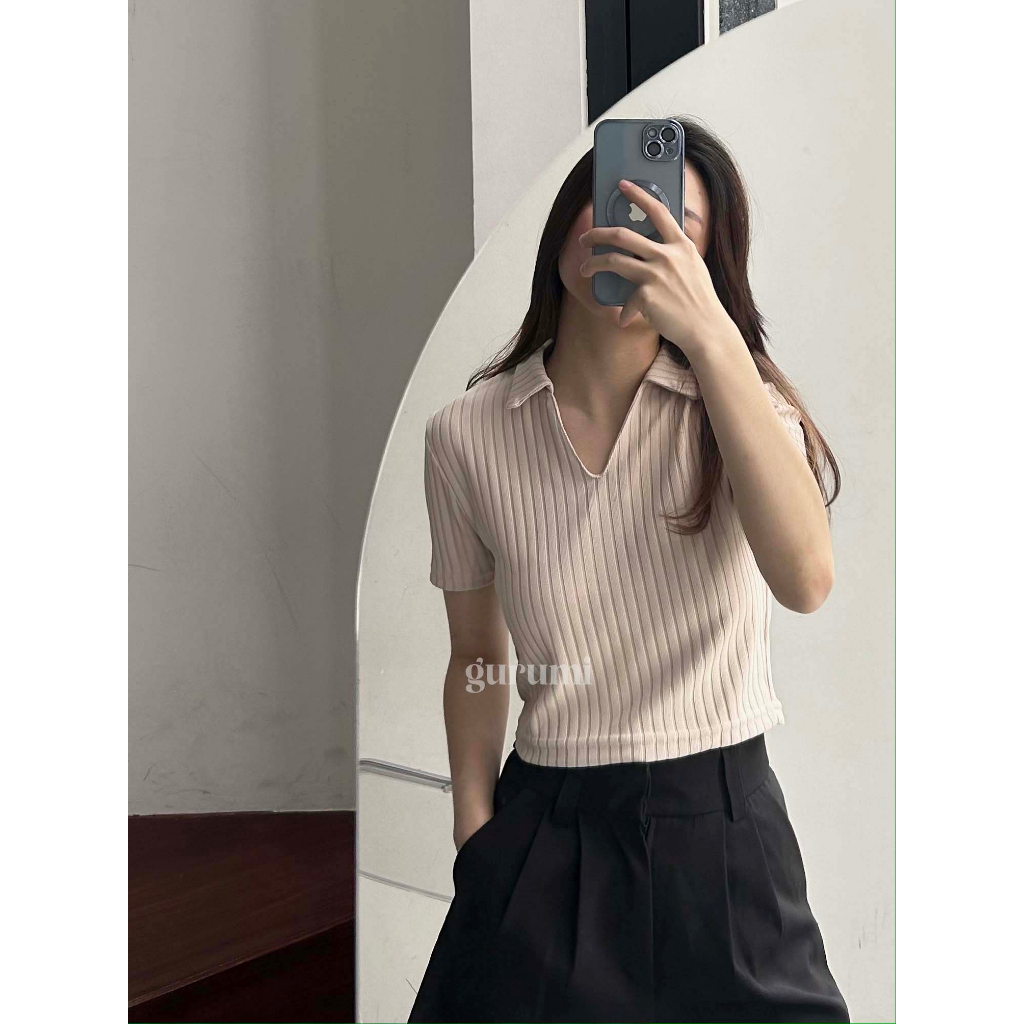 [GURUMI] Emily Top | atasan knit polo