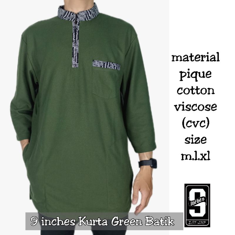 Baju Koko Kurta Pakistan Turki Muslim Pria Dewasa bahan Kaos Polo Katun Tebal Soft Cotton Premium 9 inches Original Lengan Tangan Pendek 3/4 Pakaian Modern