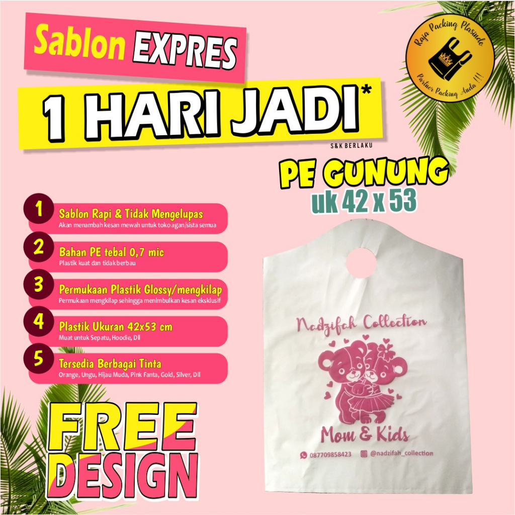 Plastik Sablon PE GUNUNG uk 42x56 Tebal 07 Plastik Sablon Packing Olshop