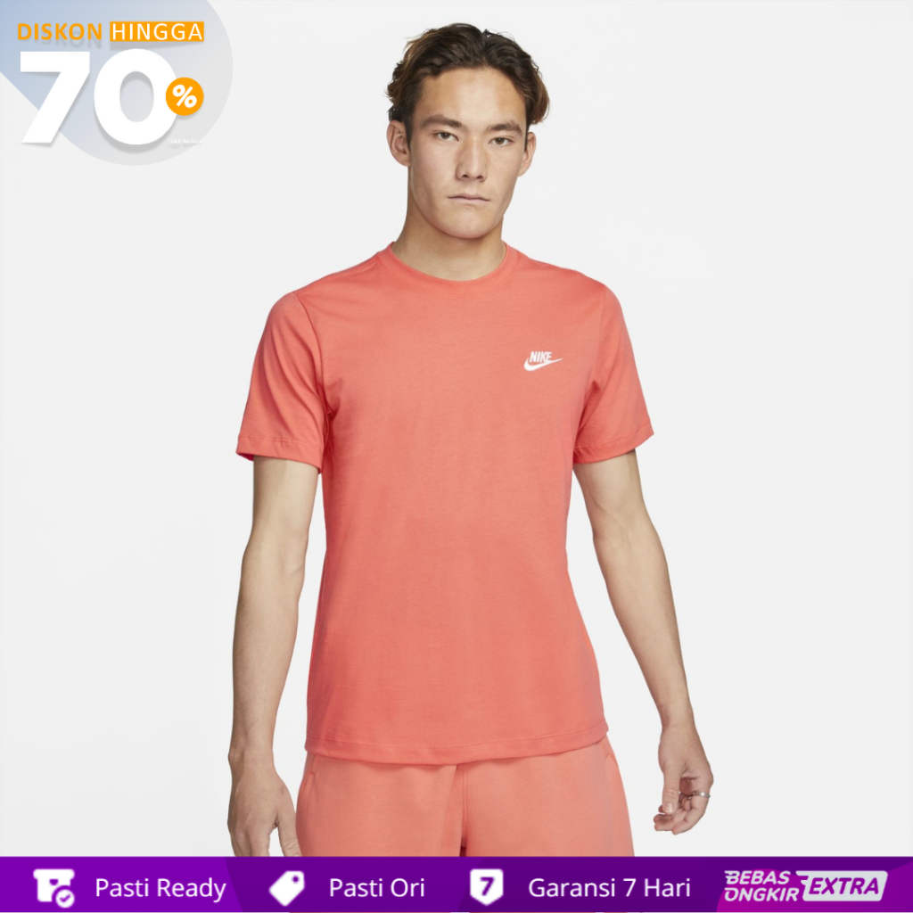 Nike Original Kaos Pria Sportswear Club - Jingga