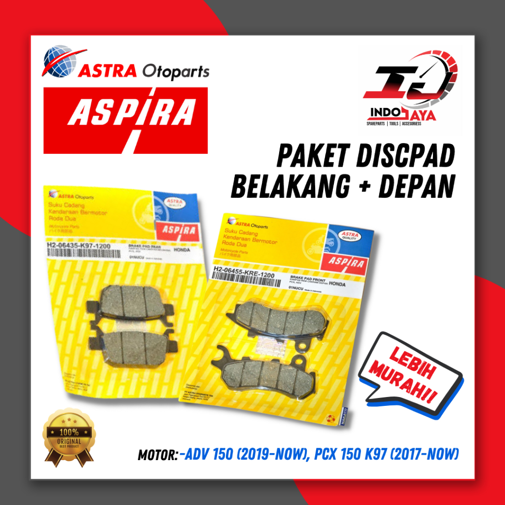 [BAYAR DI TEMPAT] DISCPAD ASPIRA PCX 150 NEW / ADV 150 KRE /  KAMPAS REM DEPAN PCX 150 NEW / DISPED 