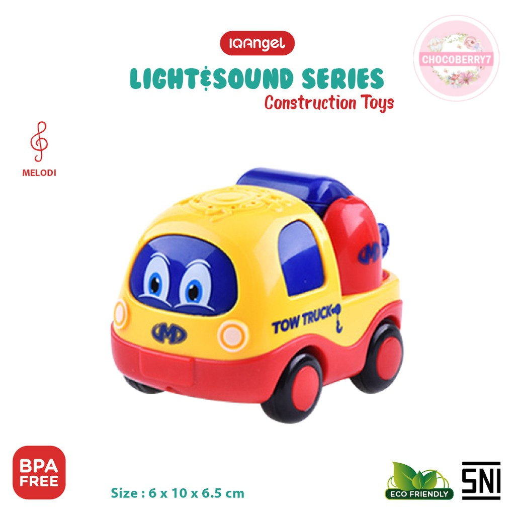 [FREE BATERAI] IQAngel Sound Construction Truck Toys IQMS1029/ Mainan Motorik Bayi / Mainan Nyala / Mainan Truk Anak