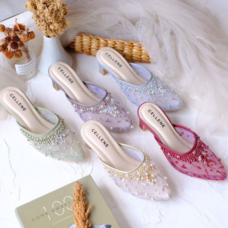 𝗖𝗘𝗟𝗟𝗘𝗡𝗘 Ghaisa Beads Heels / Wedding shoes 5cm / sepatu pengantin