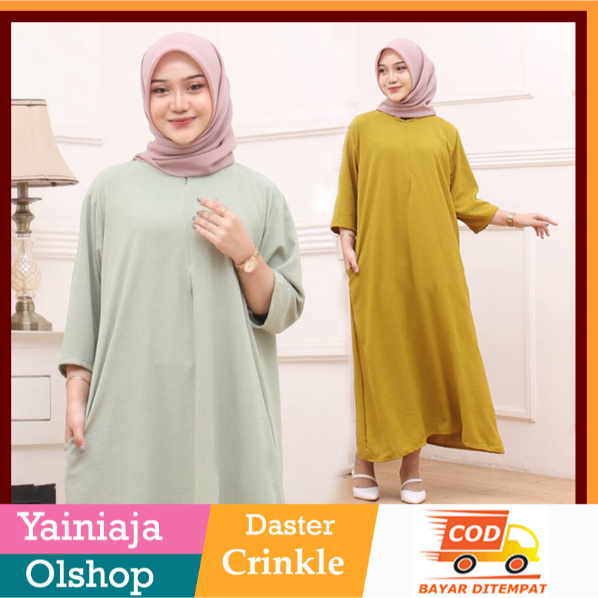 Daster Crinkle Gamis crinkle Lengan 3/4 Busui Friendly terbaru