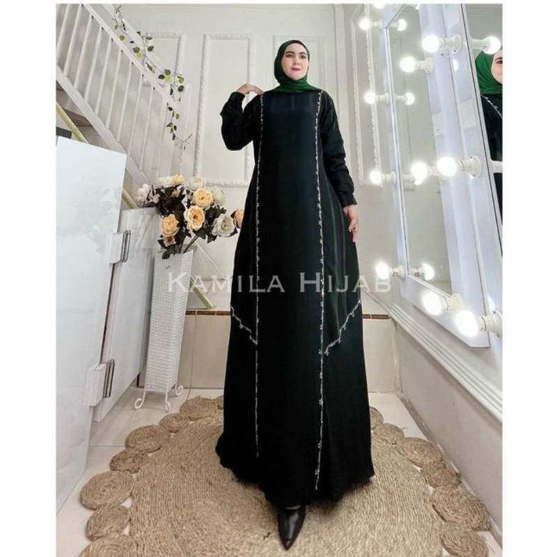 Gamis jet Black abaya by siede group payet hitam