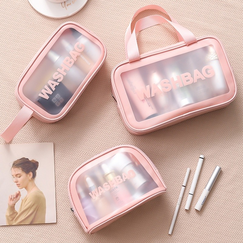 WASH BAG KOREA - TEMPAT MAKE UP DAN PERALATAN MANDI TRANSPARAN SERBAGUNA