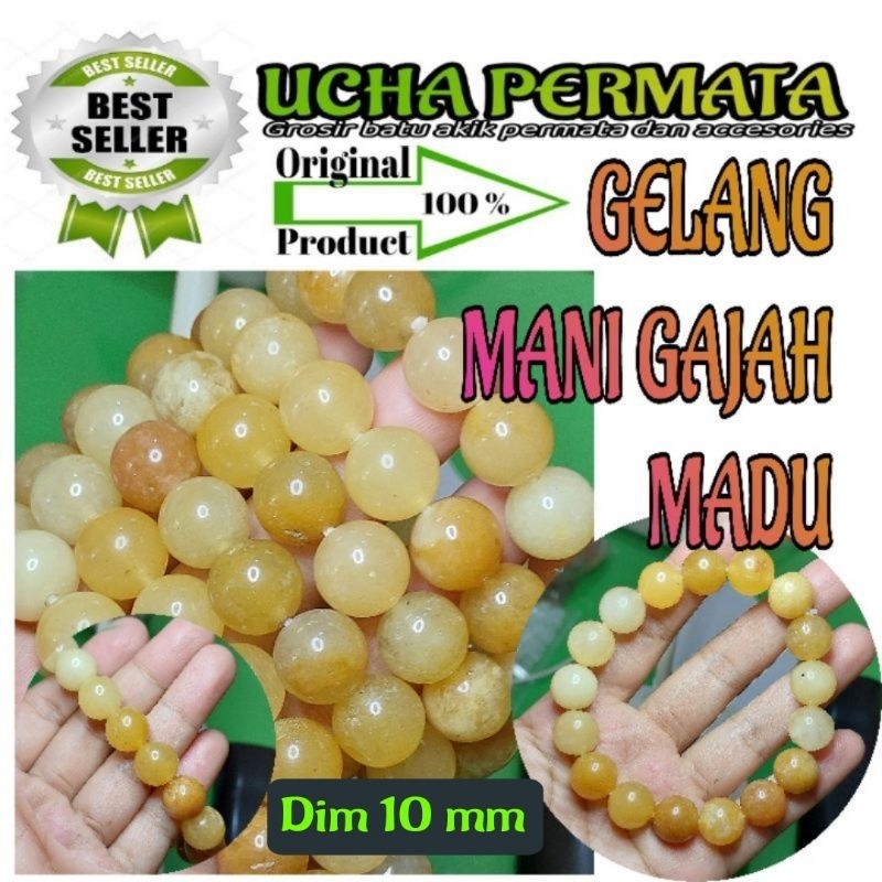 Gelang batu akik mg natural calcite mani gajah madu super murah