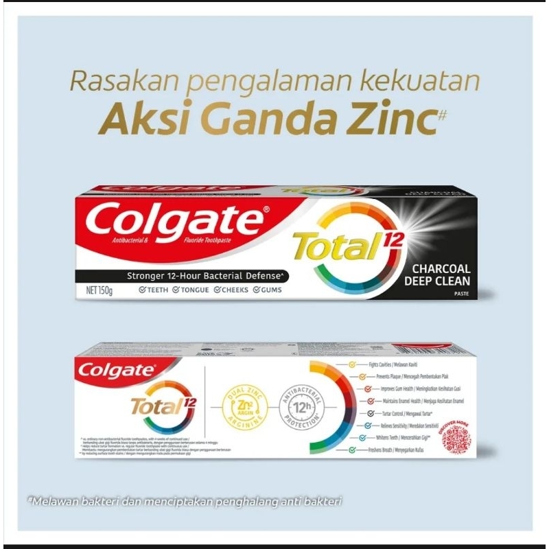 Colgate Total Whitening , Charcoal Deep Clean , Advanced Fresh , Clean Mint , Professional Clean Gel Toothpaste/Pasta Gigi 150 gr