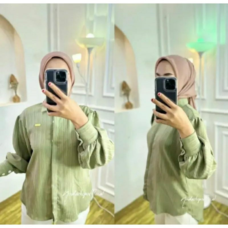 KEMEJA LENGAN BALON LADY CRUSH || BLOUSE KEMEJA BABY CRUSH LENGAN PUFFY