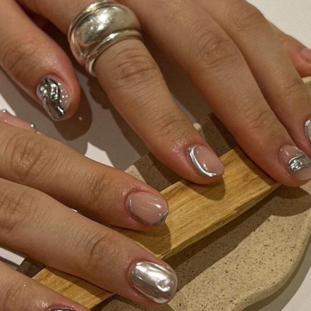 Fake nails custom-custom fake nails-nails silver