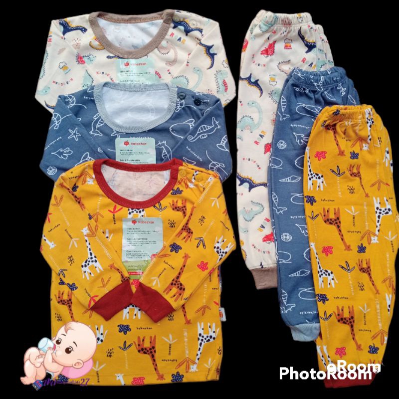 KABOCHAN 3Padang Setelan Baju Bayi Lengan Panjang Full Printing Ukuran S M L XL SNI Nyaman Murah Berkualitas