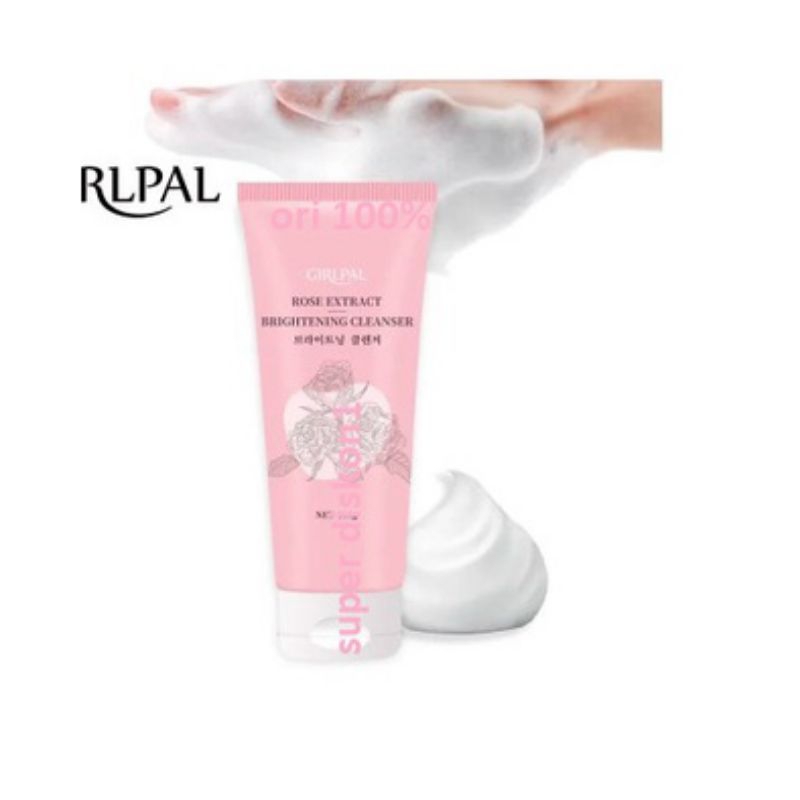 GRILPAL ROSE Extract Brightening Cleanser 100g Foam Pembersih Wajah Brighty Viral Mencerahkan Wajah Menjadikan Kulit Lembut &amp; Terhidrasi