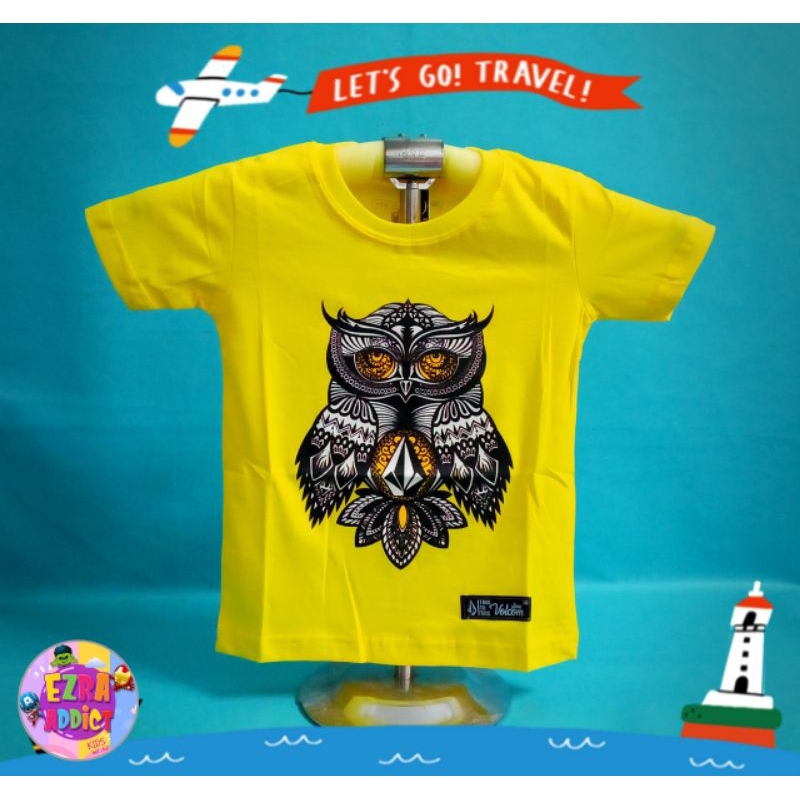 ORIGINAL Surfkids - Umur 1 2 3 4 5 6 7 8 tahun - Baju Distro Anak - Volcom Kuning - Kaos Distro Anak