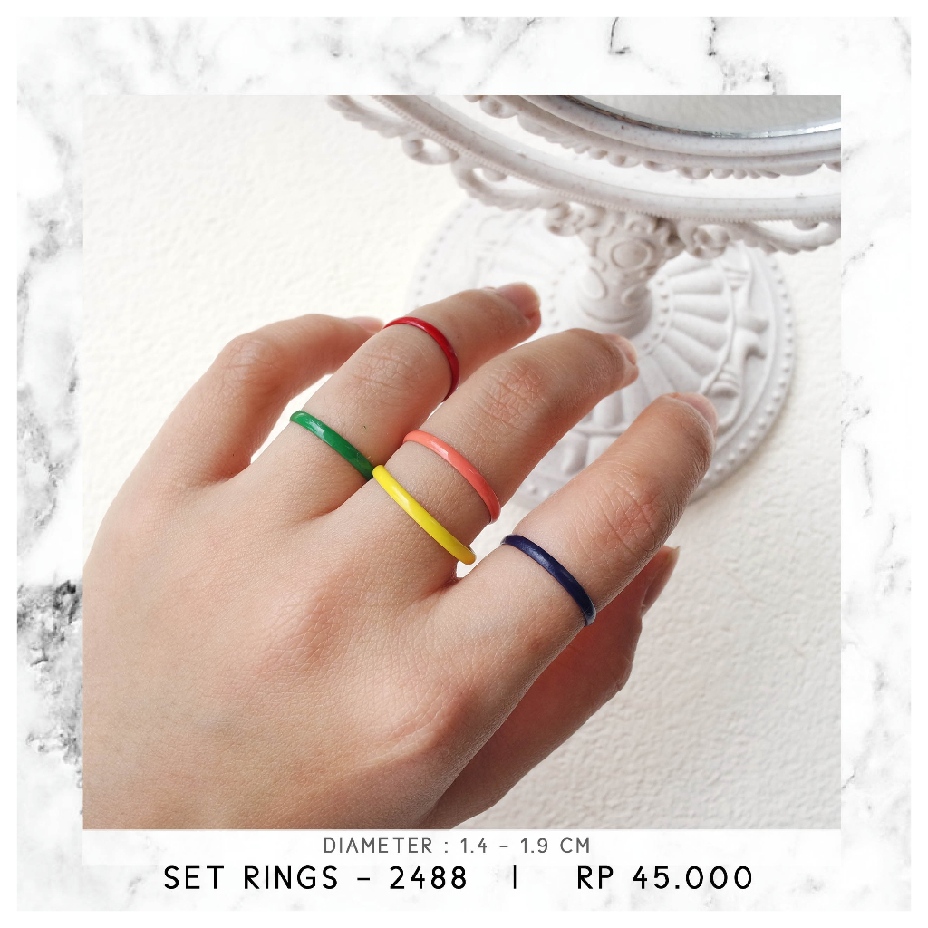 CINCIN SET / SET RINGS RAINBOW KOREA - 2488