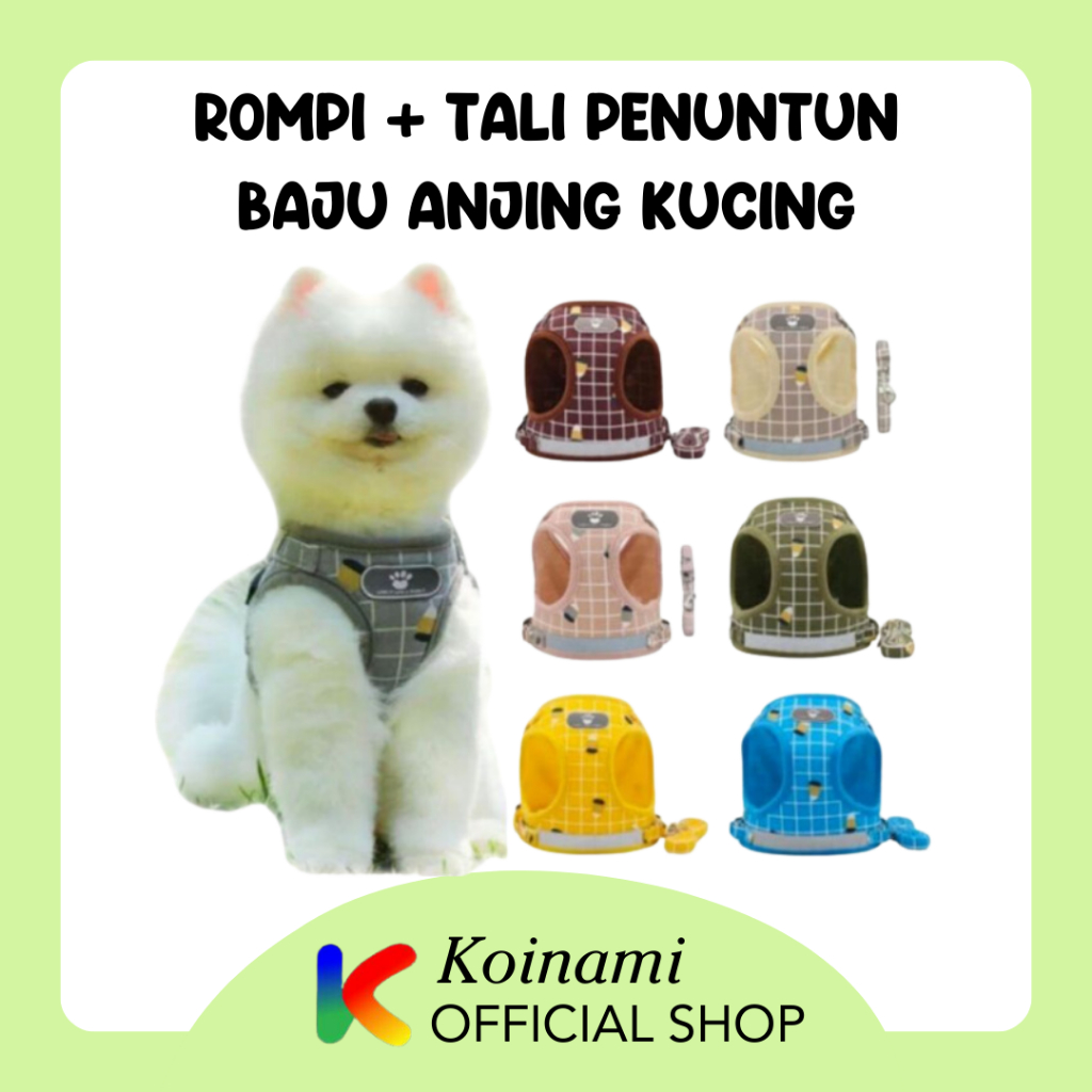 ROMPI + TALI / BAJU KUCING / BAJU ANJING / HARNESS / TALI PENUNTUN / RANTE