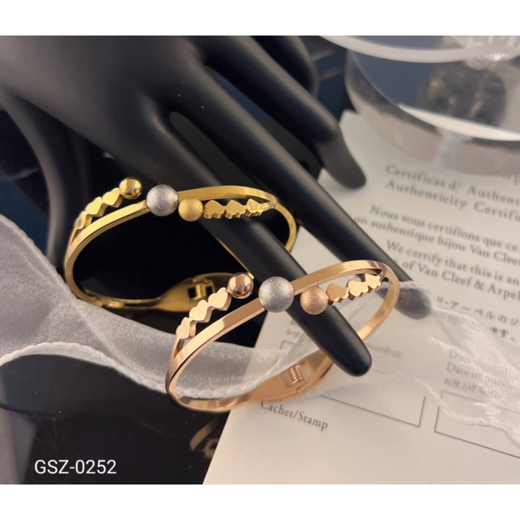 Gelang Titanium Biji Bola Kombinasi Anti Karat Perhiasan Wanita 0251/0252