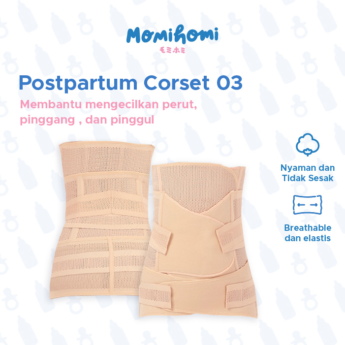 MOMI HOMI 3 in 1 Korset 03 Melahirkan Postnatal Recovery Breathable Corset Pelangsing Pasca Melahirkan Adjustable Korset