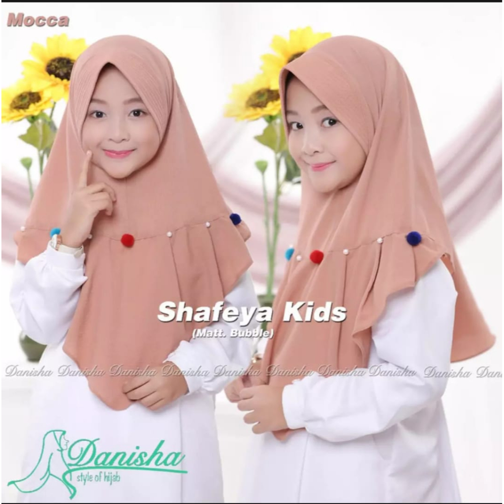 Jilbab Anak Pompom Usia 3-7 Tahun Bahan Jersey Hyget Terbaru Termurah / Alody's Collection