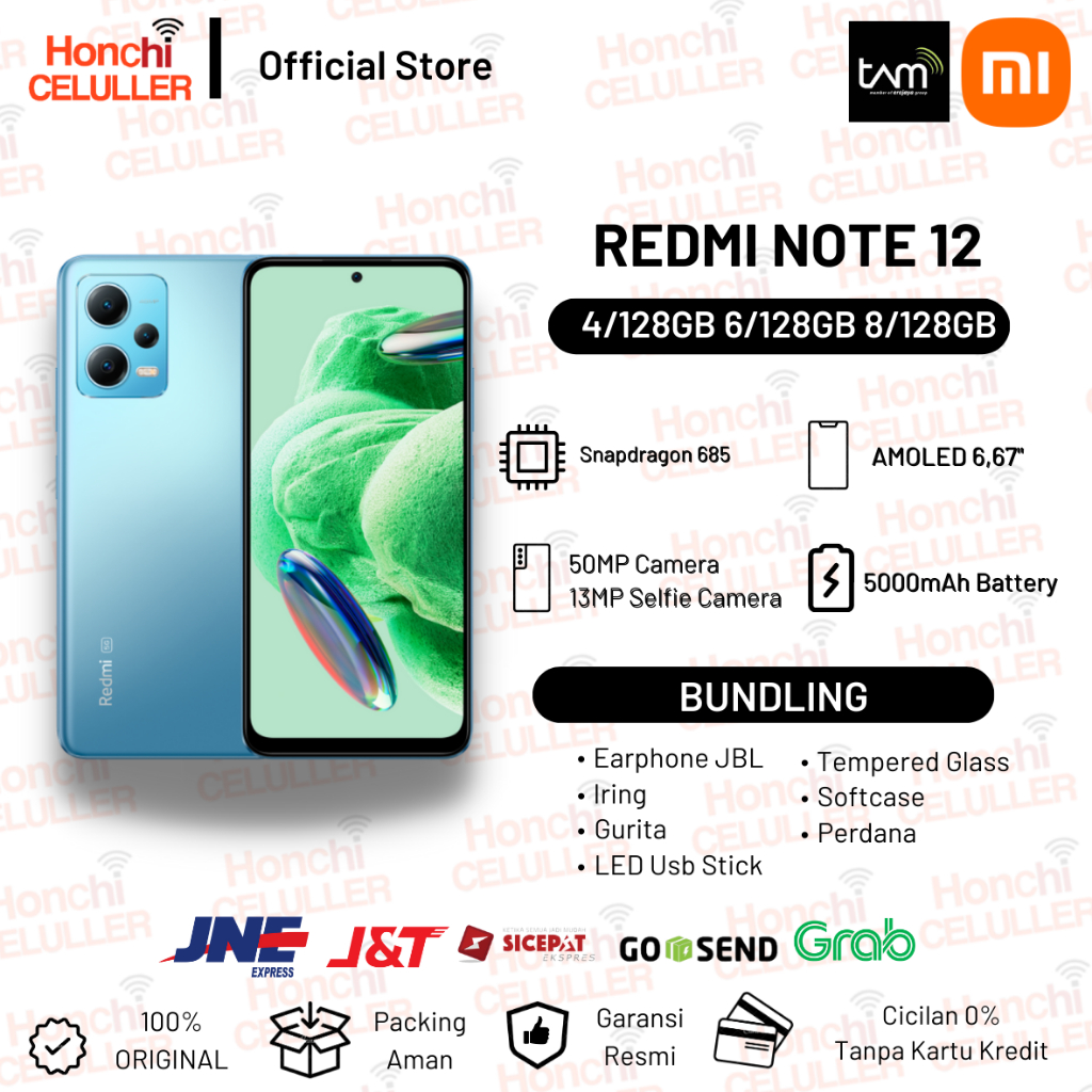 XIAOMI REDMI NOTE 12 8/128 GB 6/128GB 4/128 GB GARANSI RESMI XIAOMI INDONESIA TAM