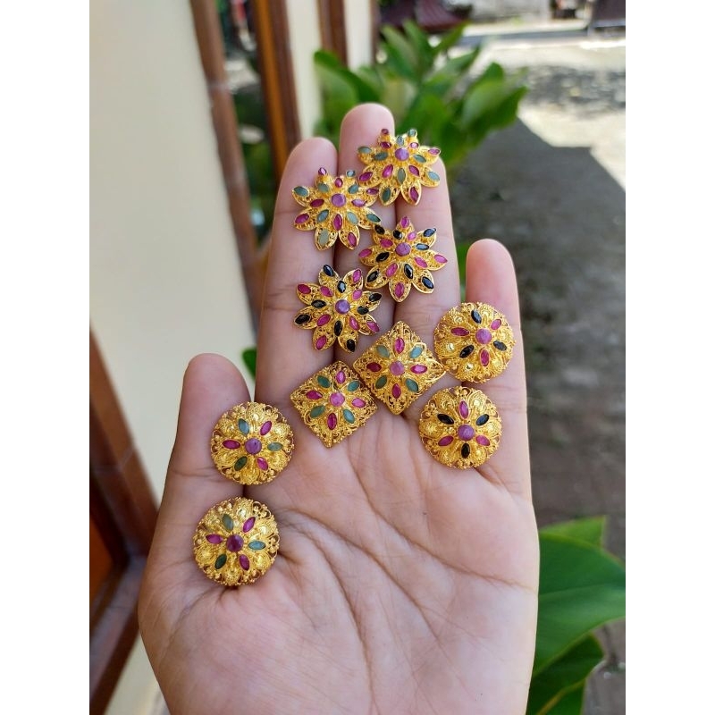 Giwang Gonda Bun Bali perak lapis emas GW004
