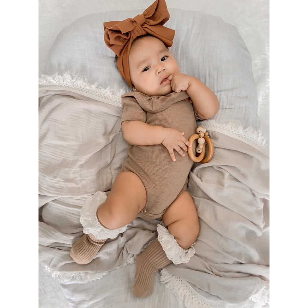 Kumagi- Kim Ruffle Jumper Bayi Newborn Anak Perempuan 0-3 Tahun Rib Knit//Romper Bayi Lucu Murah Premium