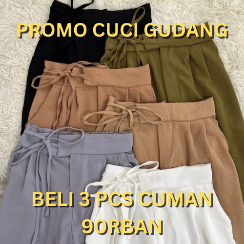 [100Rban Dapat 3pcs ] KULOT CRINKLE AIRFLOW HAIGHWAIST TALI SAMPING