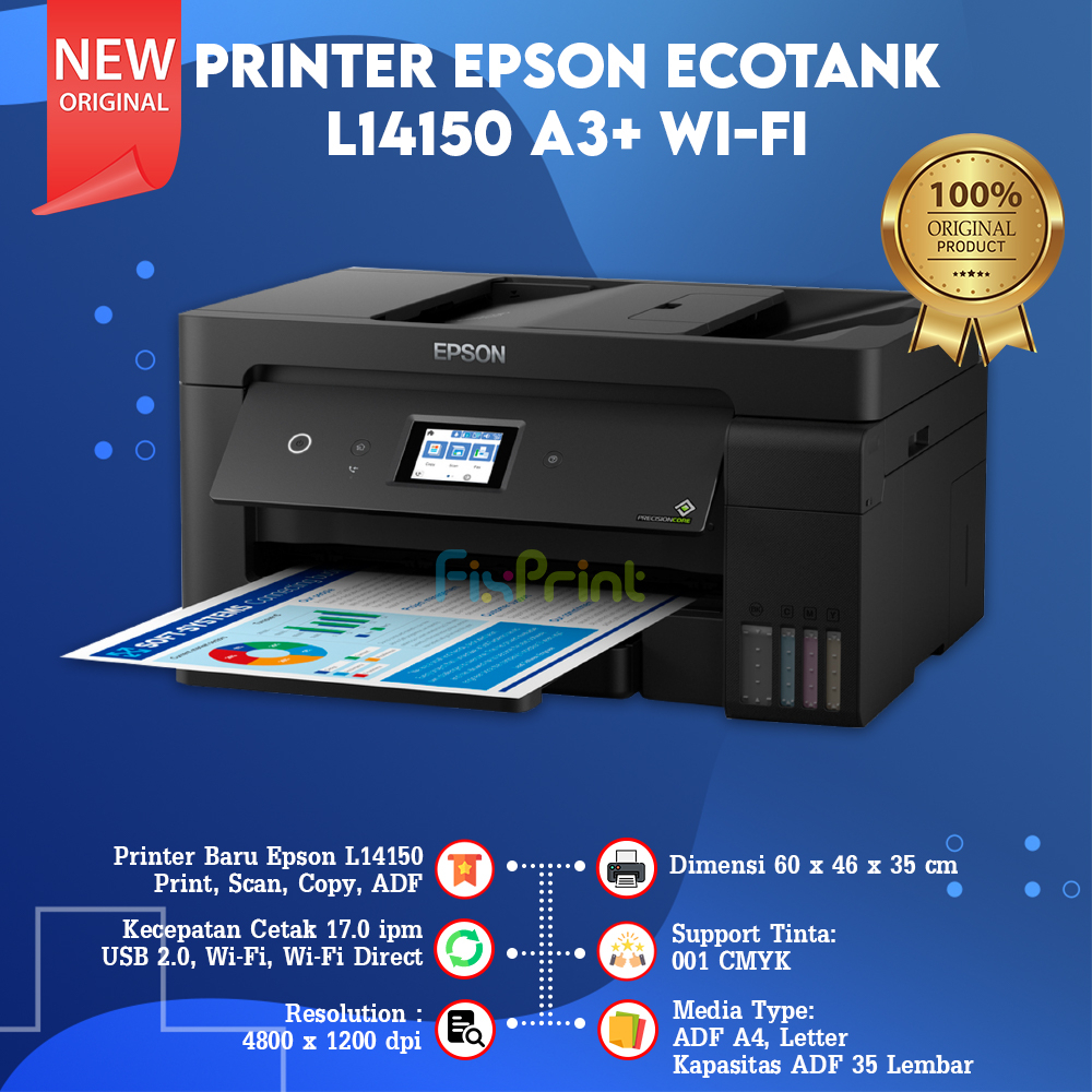 Printer Epson L14150 A3+ Multifungsi Wi-Fi Duplex Printer A3 Orignal