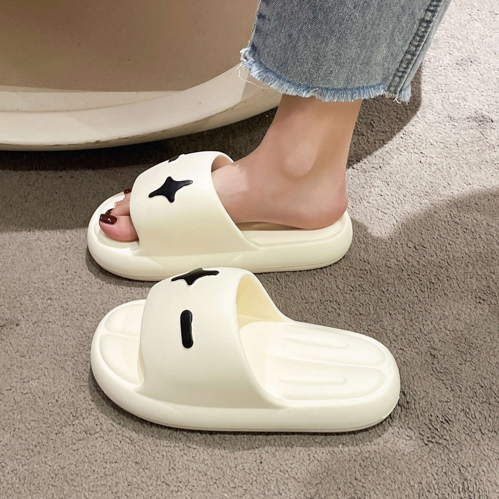 AVVET Sandal Wanita Kekinian Anti Slip 6728 Import Sendal Plus Minus Slop Korea Bahan Karet Tebal  Alas Kaki Rumahan Murah Super Empuk