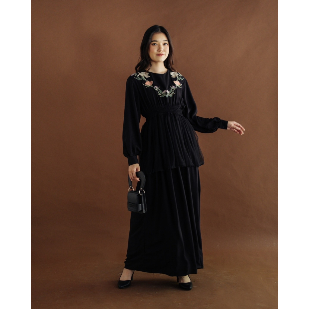 Myrubylicious RUELE LONGDRESS | DRESS WANITA | DRESS RAYON | DRESS MOTIF BUNGA | DRESS BORDIR