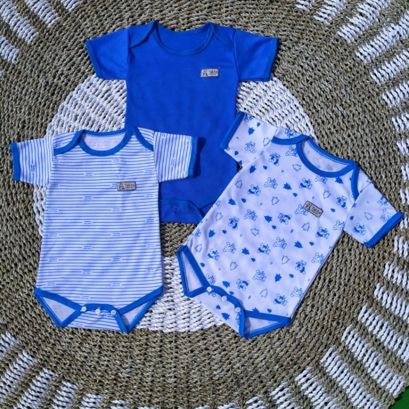 3 Pcs Jumper Bayi Jumpsuit Baby Seri Warna Biru Bodysuit Bayi talitababy