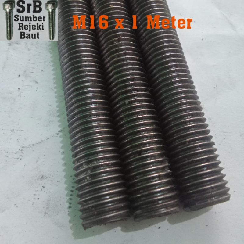 As Drat M16 Panjang 1 Meter Baut Long Full Drat M16