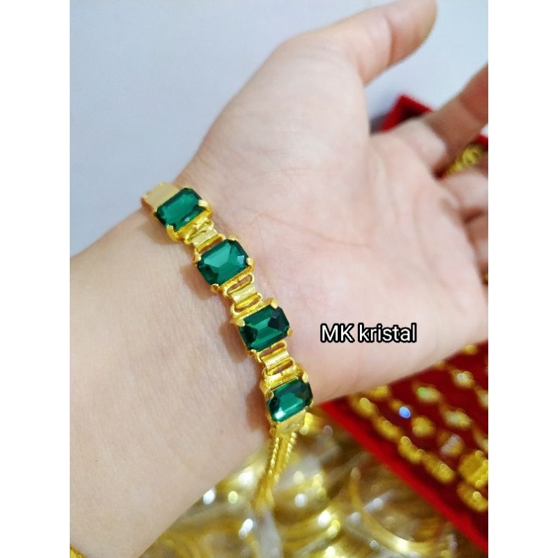 Gelang permata hijau lapis kristal