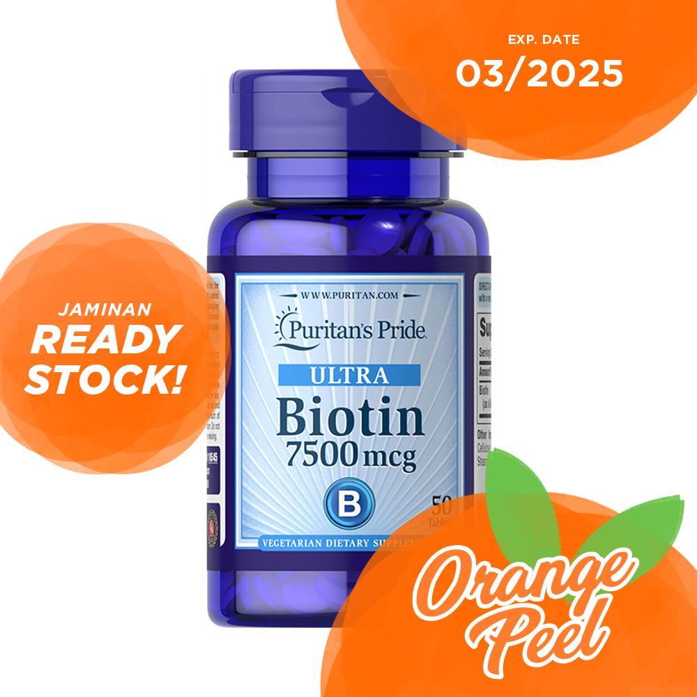 Puritan Pride Biotin 7500 mcg 50 100 Tablets