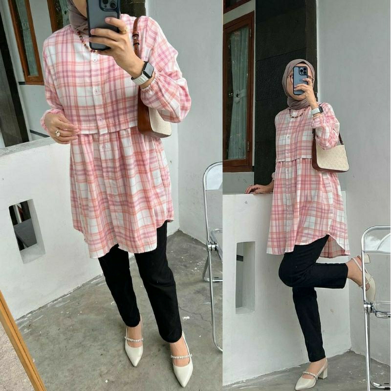 OUTFIX - ADYRA FLANEL / FLANNEL TUNIK TUNIC BLOUSE