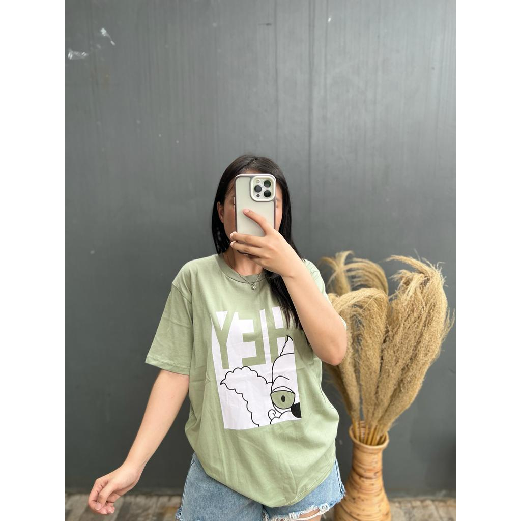 HEY TSHIRT l BAJU KAOS TUMBLR TEE KAOS WANITA OVERSIZE POLOS COTTON COMBED 30'S KOREA FASHION