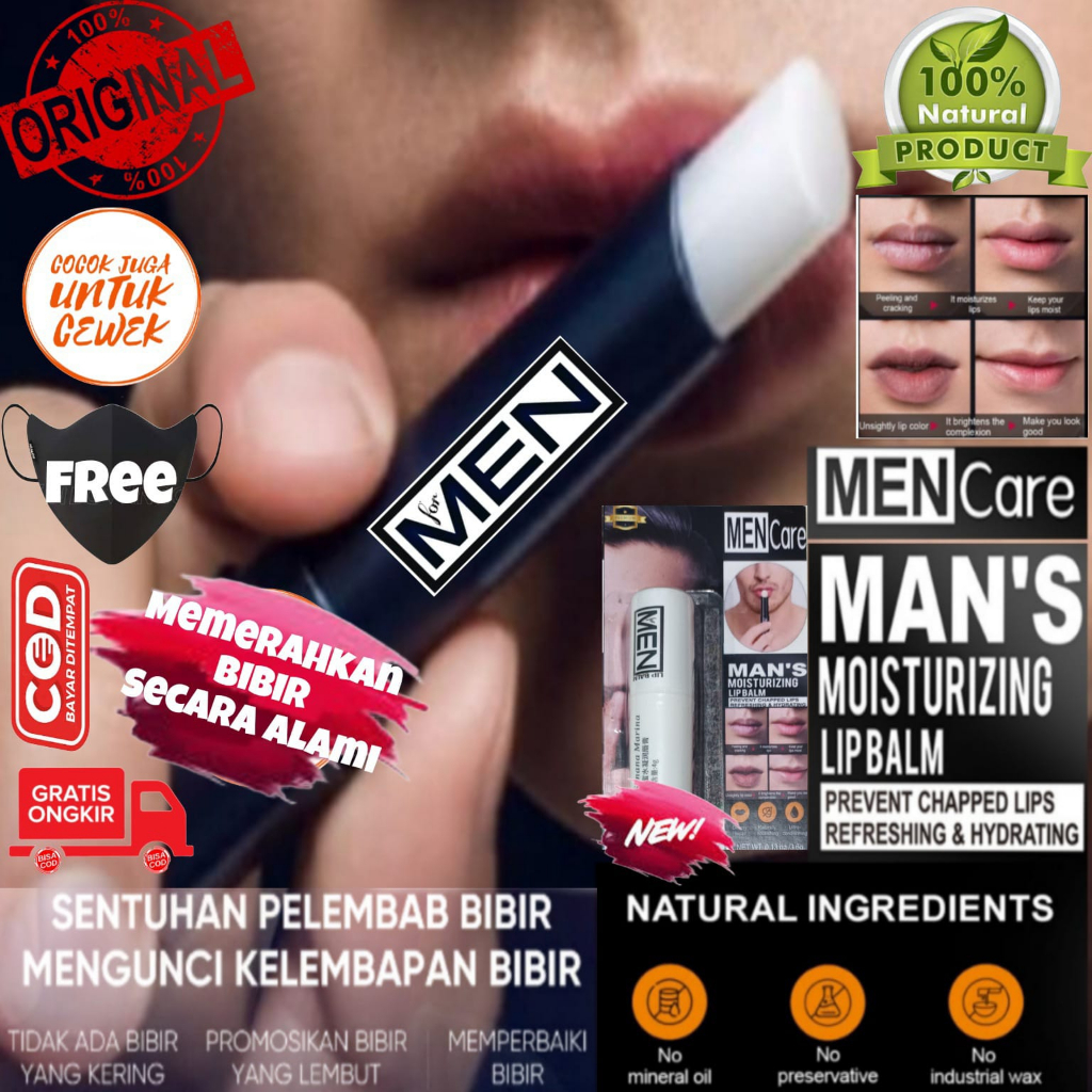 BALM PEMERAH BIBIR PRIA DAN WANITA ALAMI DAN PERMANEN/PEROKOK DAN BIBIR KERING PECAH-PECAH