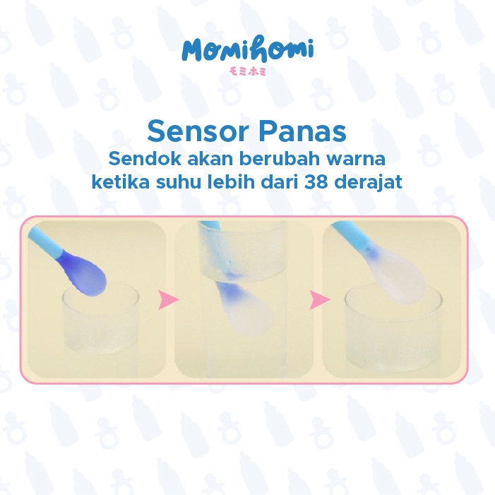 MOMI HOMI Sendok Makan Bayi Silikon Set 03 Sendok dan Garpu dengan Box Peralatan Perlengkapan MPASI Pengubah Suhu Bayi Silikon Lembut Sensor Panas Peralatan Makan Bayi