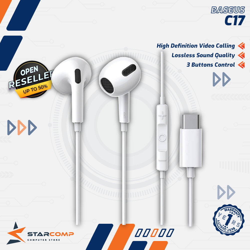 Earphone Baseus Encok C17 Type-C Wired Mic Original