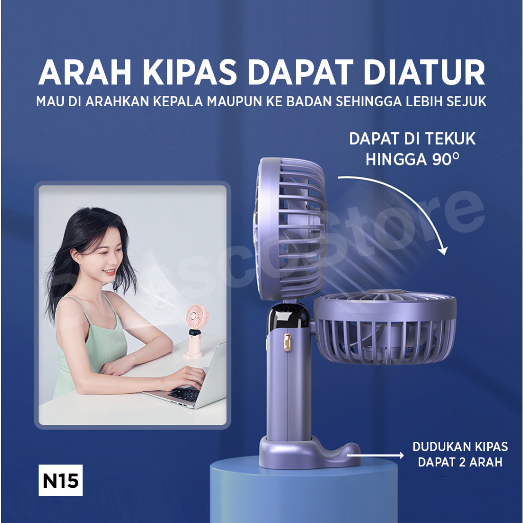 Kipas Angin Lipat Portable 10000mAh Digital Display LCD Premium 5 Speed Kipas angin mini portable kipas angin kecil portable rechargeable kipas angin gantung leher neck fan kipas angin leher baterai besar tahan lama kipas angin usb garansi resmi