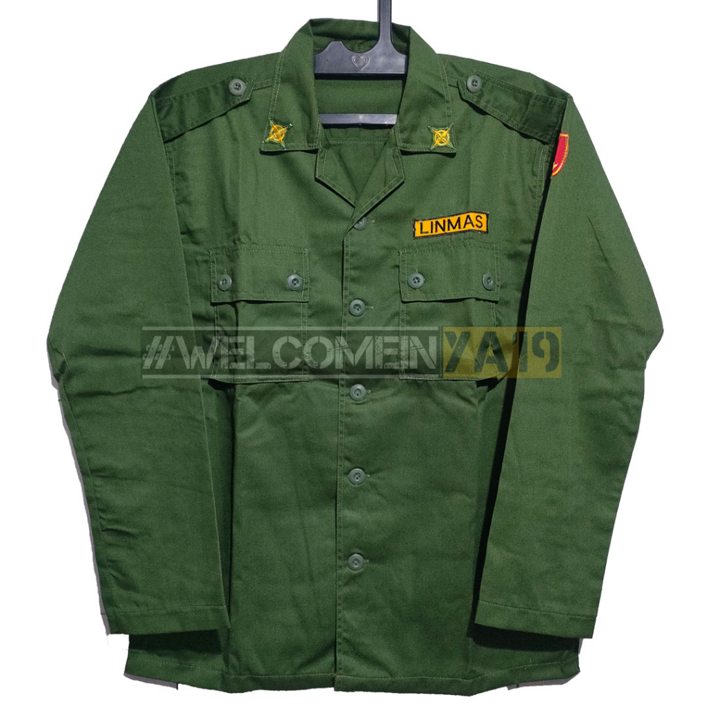 Baju Setelan PDL Linmas Hijau / Seragam PDL Linmas / Seragam Hansip American Drill