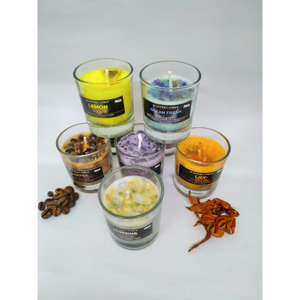 SCENTED CANDLE Lilin Aromaterapi 100% WAX 100% PREMIUM | Lilin Aroma Therapy With Essential Oil | Lilin Teraphy Berfungsi Sama Dengan DIffuser Essential Oil | Scented Candle Essential Oil