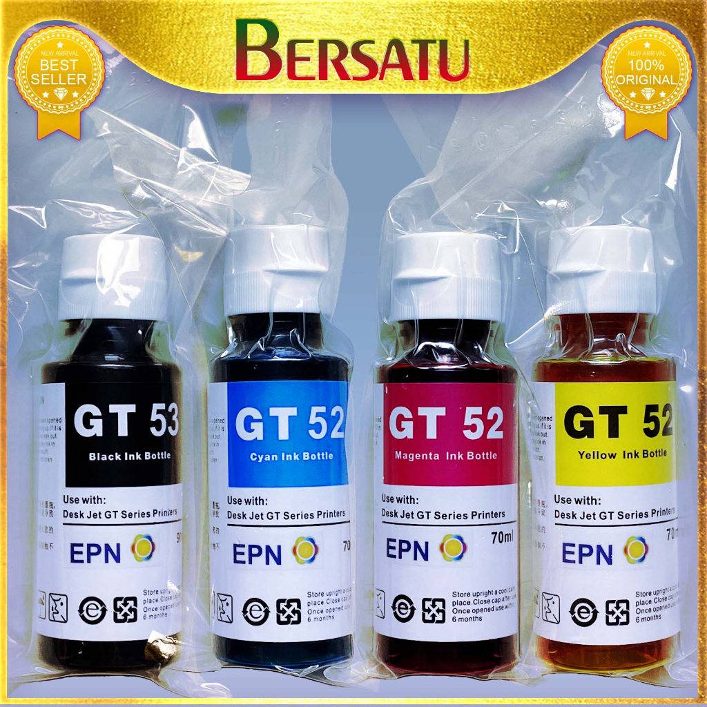 Tinta GT 53 Black / GT 52 Cyan Magenta Yellow GT53 / GT52 EPN Premium u/ Printer  HP Ink Tank 115 / 310 / 315 / 319 / 410 / 415 / 419 / 500 / 515 / 615,