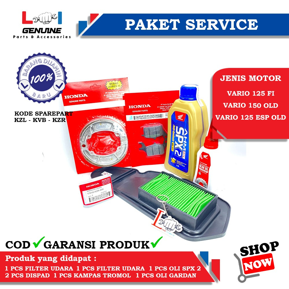 -LOI- PAKET SERVICE LENGKAP MPX 2 &amp; SPX 2 SET OLI GEAR AHM, KAMPAS REM VARIO 125 FI, VARIO 150, FILTER UDARA VARIO 125 FI, VARIO 125 ESP/150 ESP